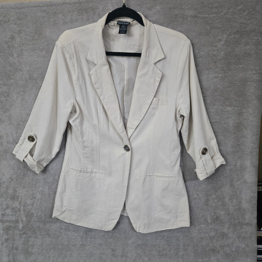 Wet Seal Linen Blazer Large Professional Workwear Office Capsule Y2K Neutral‎